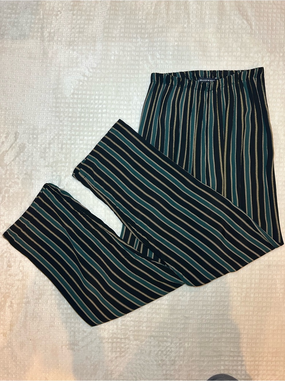 Brandy Melville Navy and Teal Striped Pants